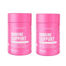Natural Herbal Immune Defense Immunity Vitamins Supplement Booster And Mushroom Supplement With Lion's Mane, Reishi, Chaga, Cordyceps, Turkey Tai (Option: Immune Support-60Count 2Packs)